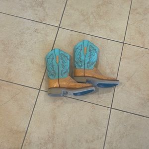 Smooth ostrich lucchese Boots teal tops